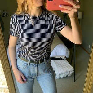 Brandy Melville Blue and White Striped Tee